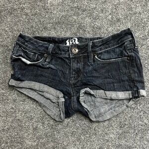 Bullhead Denim Shorts Womens Size 0 Dark Wash Low Rise Cuffed Stretch Casual